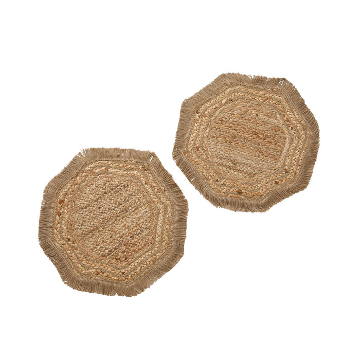 Tulum Braided Hexagonal Jute Placemat 38cm Set of 2