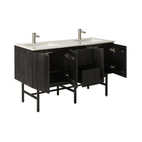 Ezra Double Bathroom Vanity Mahogany with Stone Top 1510mm Package