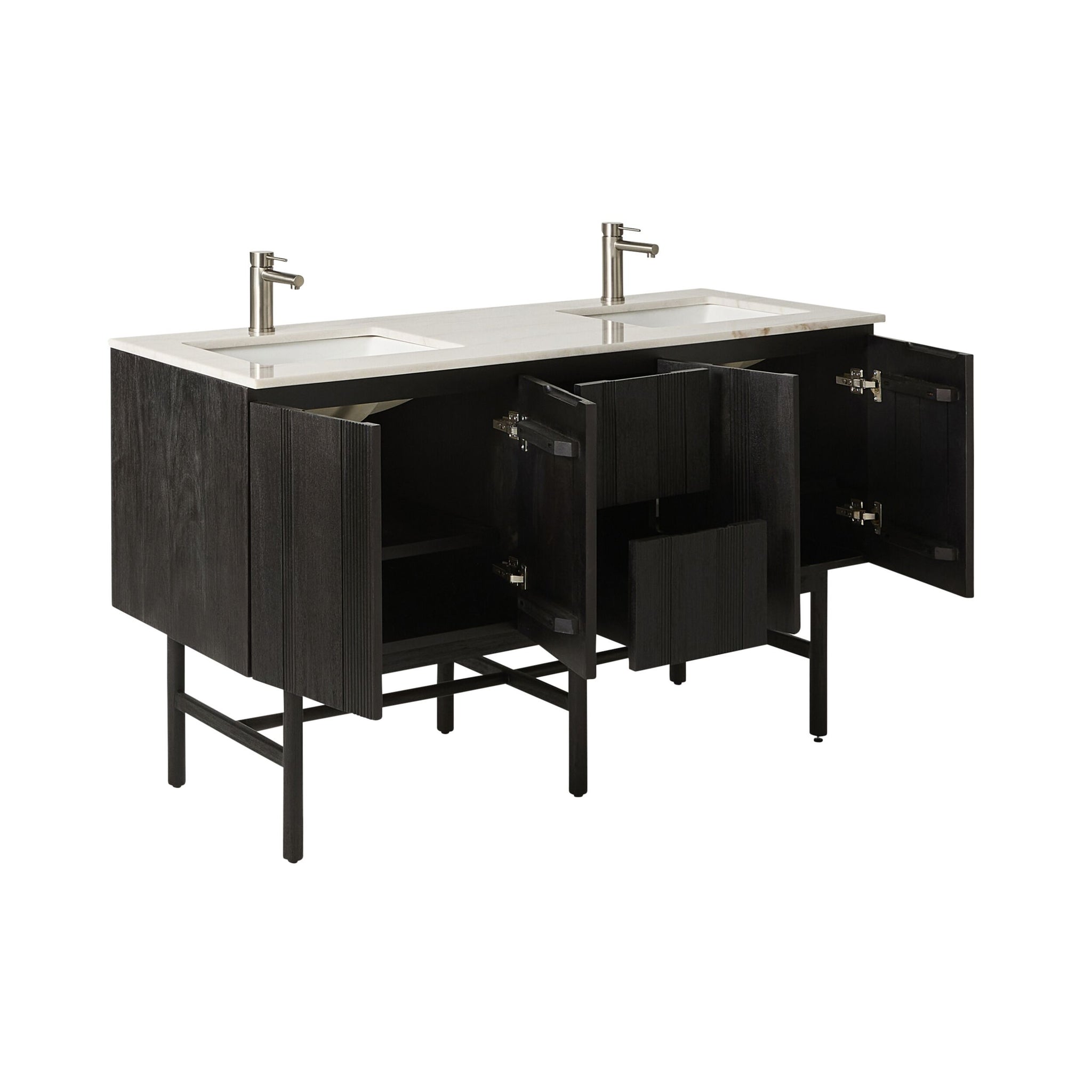 Ezra Double Bathroom Vanity Mahogany with Stone Top 1510mm Package