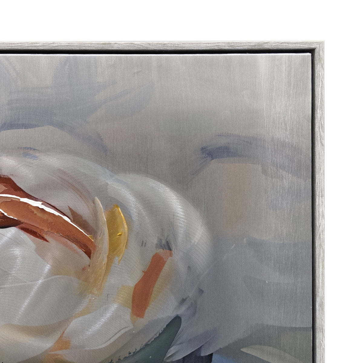 Metallic English Roses Framed Textured Print 100x100cm