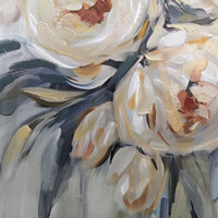 Metallic English Roses Framed Textured Print 100x100cm