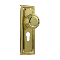 1056E Door Knob Edwardian Euro Pair Polished Brass H185xW60xP57mm