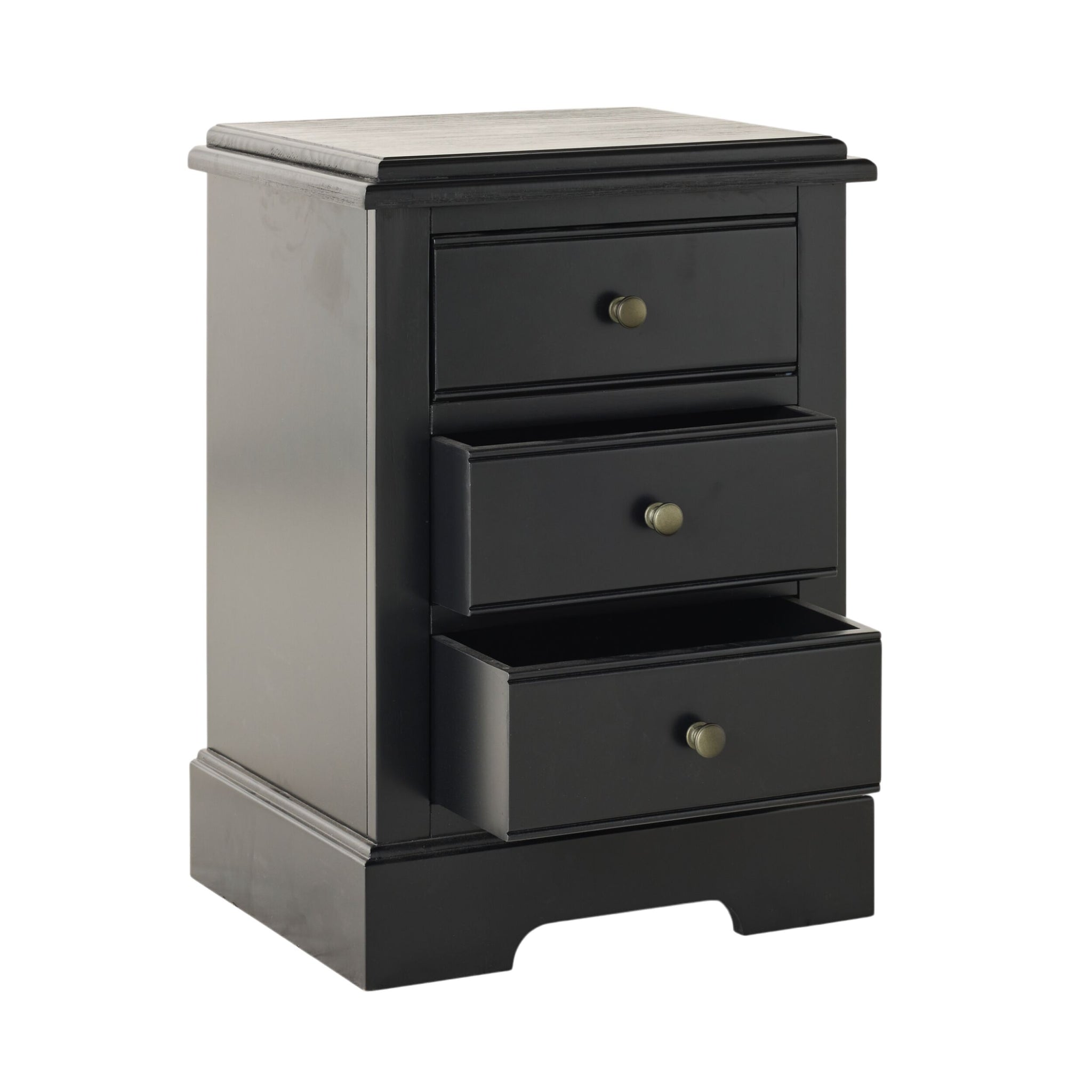 Clover 3 Drawer Bedside Table Black