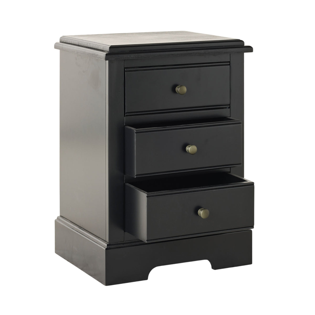 Clover 3 Drawer Bedside Table Black