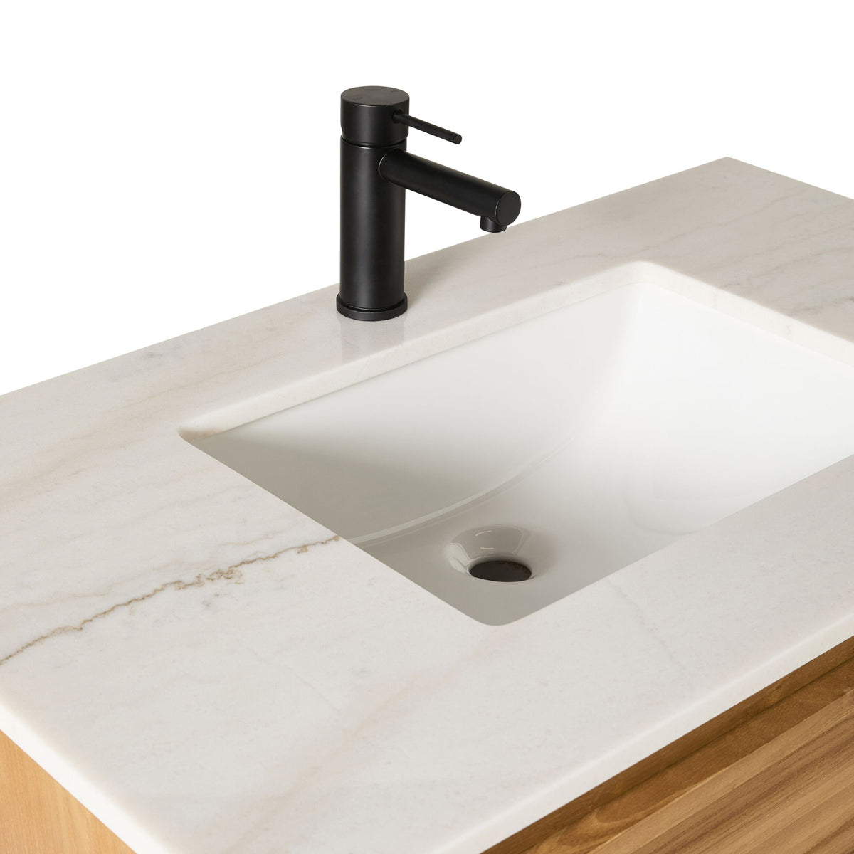 Oliver Single Bathroom Vanity Teak with Stone Top 910mm Package