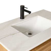 Oliver Single Bathroom Vanity Teak with Stone Top 910mm Package