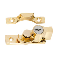 1603 Sash Fastener Locking Narrow Zinc Alloy Electroplated Brass L65xW17mm