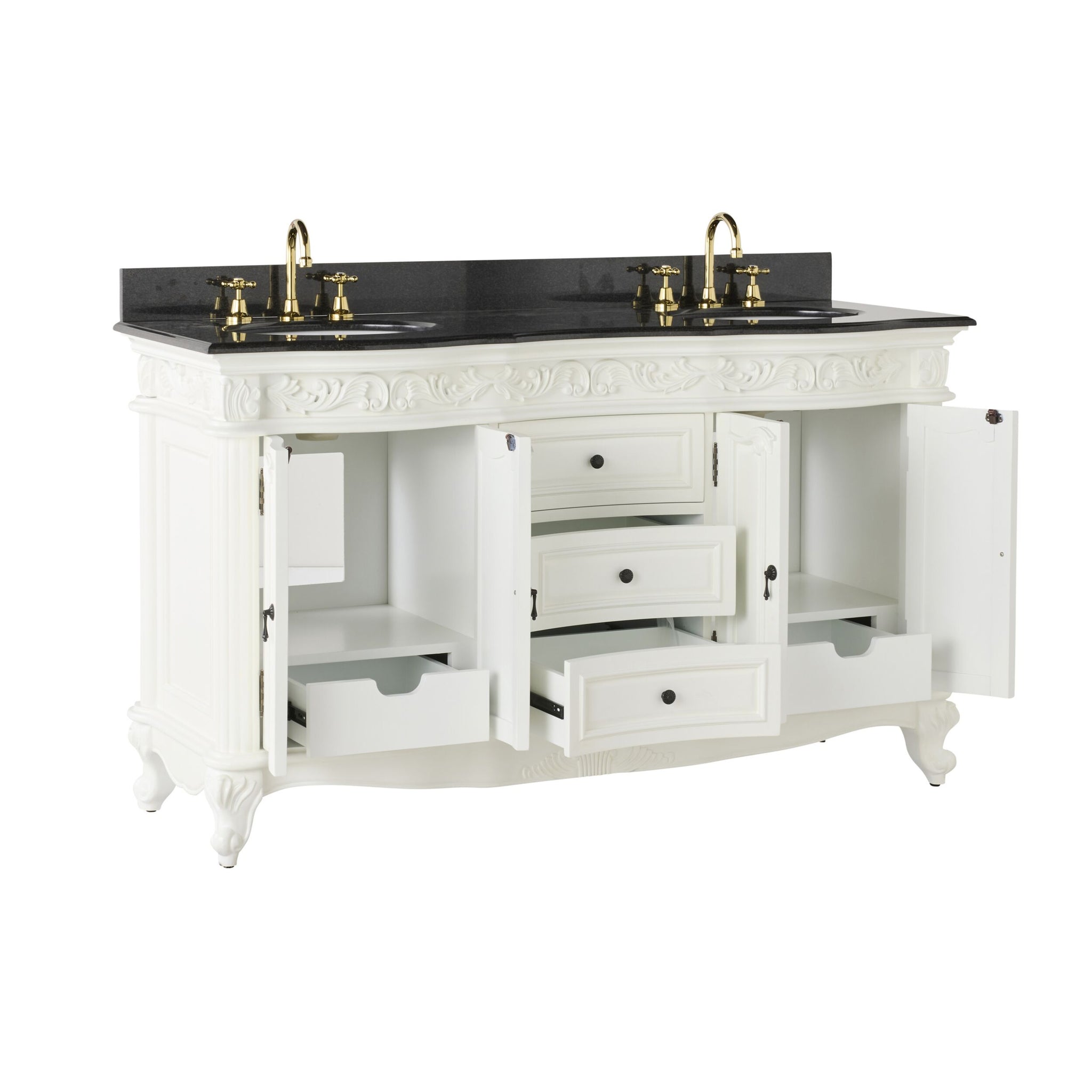 Rosette Granite Top Double Vanity White 1550mm