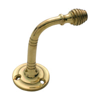 3905 Curtain Tie Back Hook Reeded Polished Brass H40xP75mm