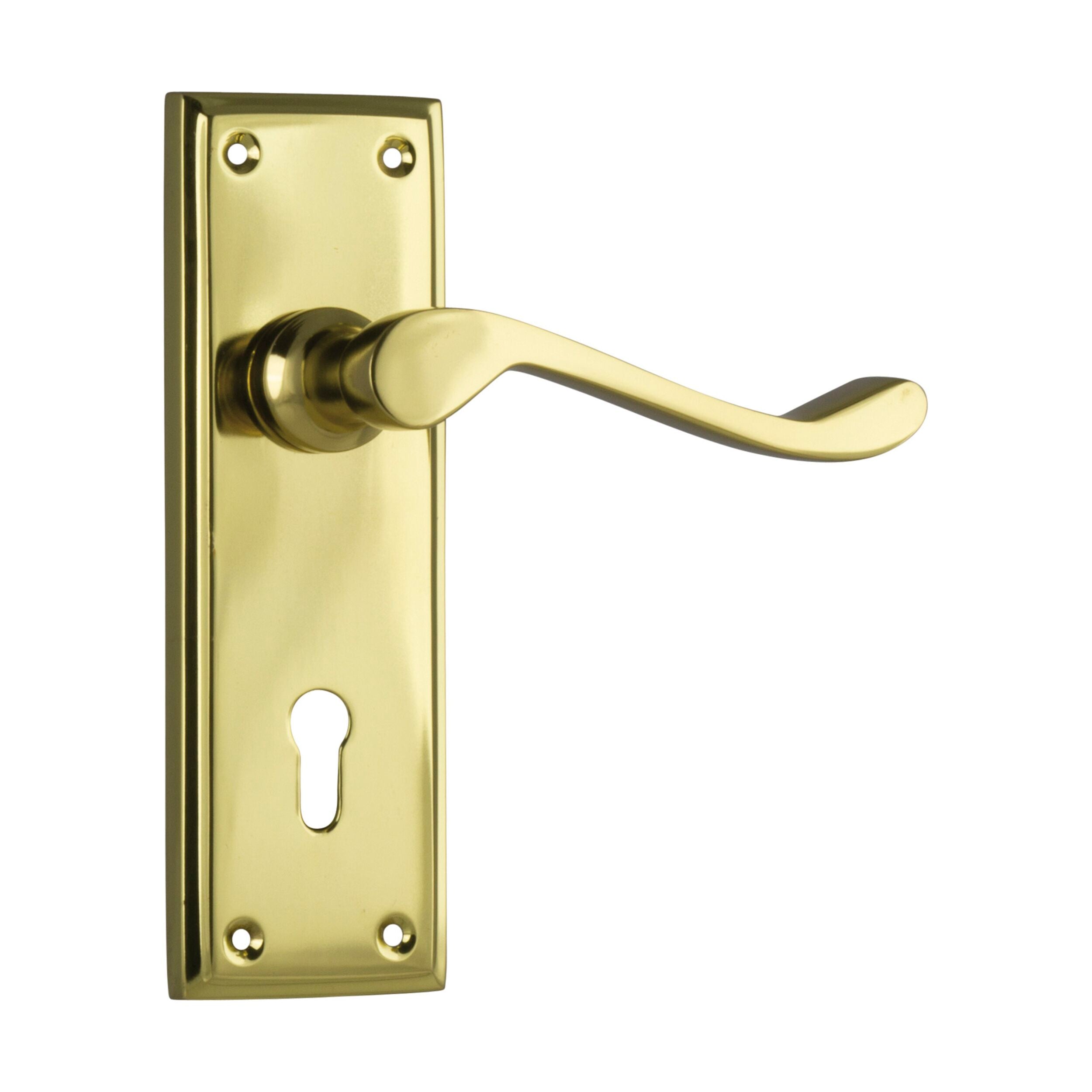 1077 Door Lever Camden Lock Pair Polished Brass H152xW50xP60mm