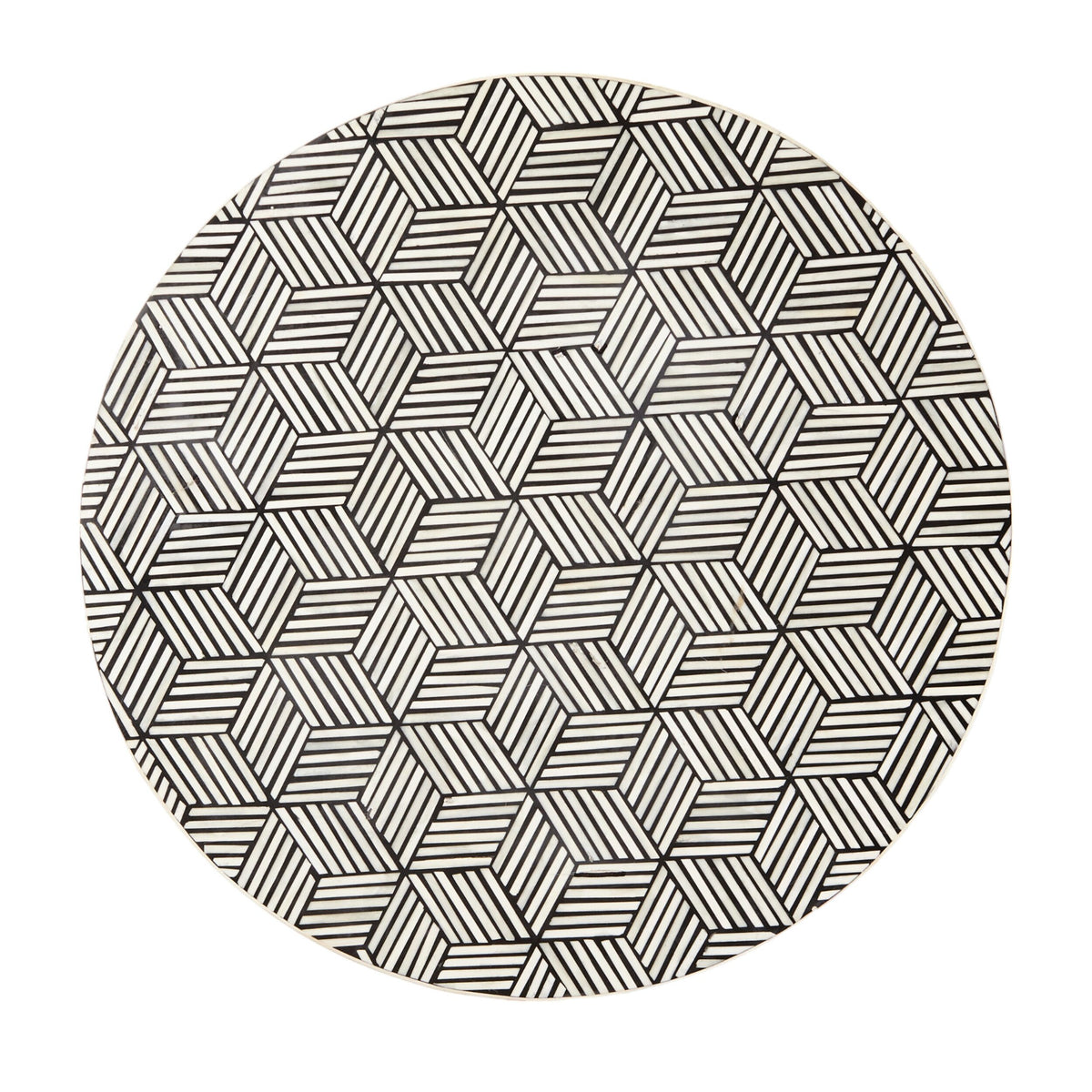 Aria Bone Inlay Round Coffee Table Small Black and White