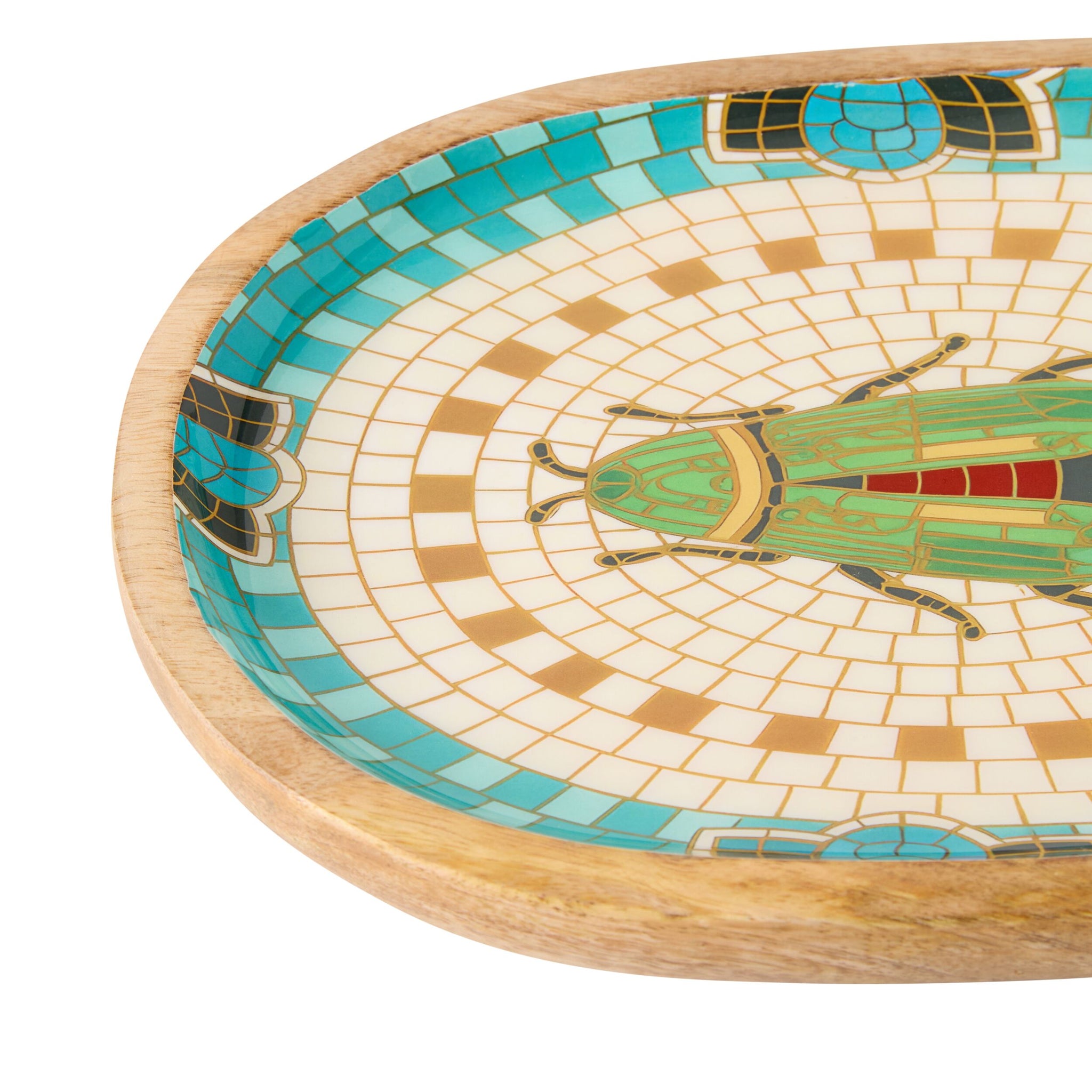 Mystic Scarab Mango Wood Oval Platter 30cm