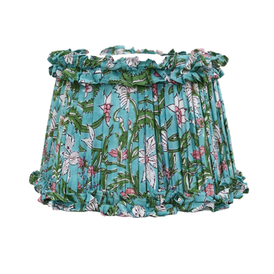 Loni Scallop Tapered Shade Aqua Floral 25cm