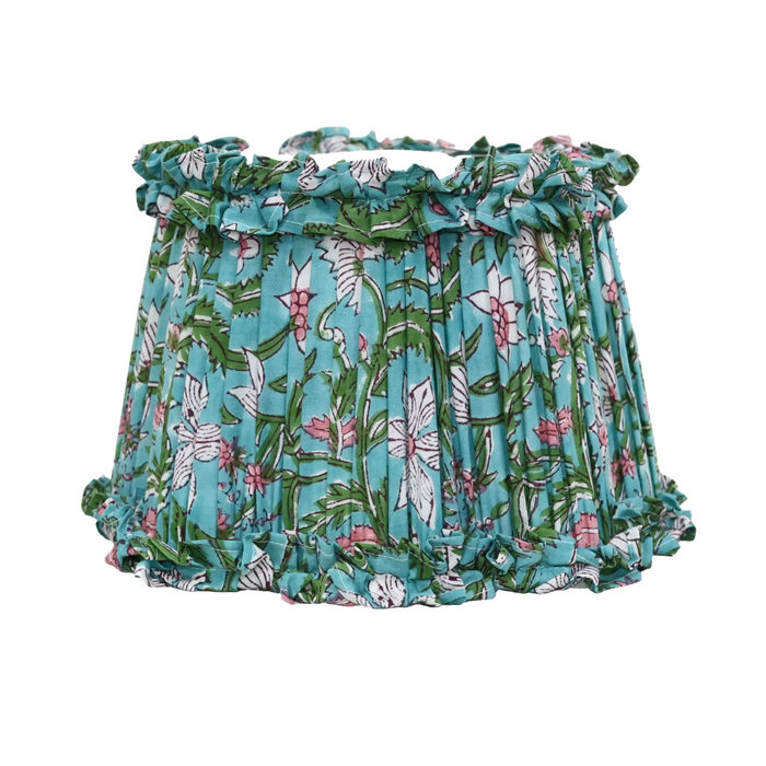 Loni Scallop Tapered Shade Aqua Floral 25cm