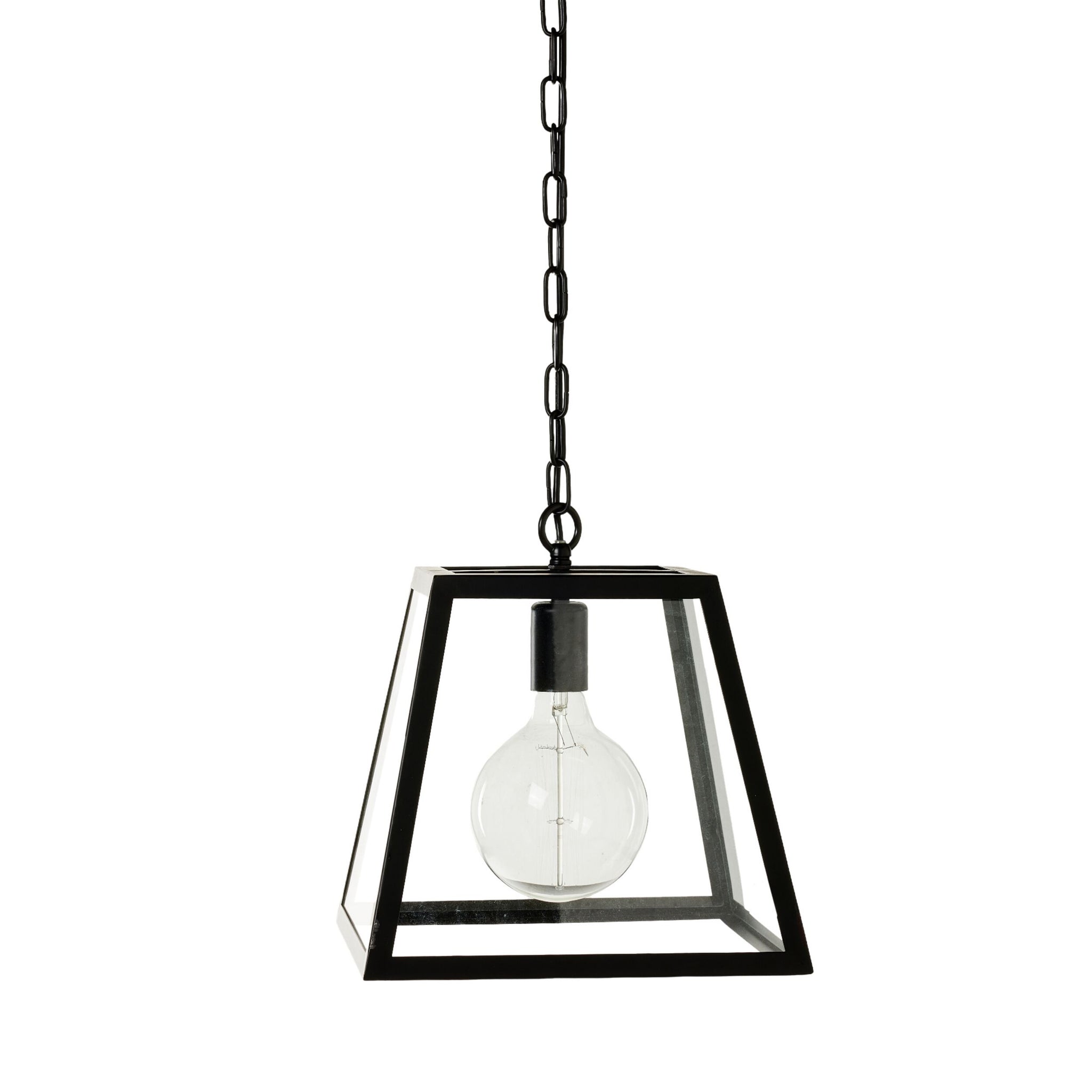 Karter 1 Light Cube Pendant Black 30x20x31cm