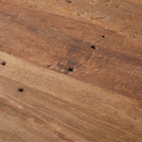 Close-up of the Barndo Reclaimed Dining Table 240x100cm, highlighting its weathered wooden surface with visible grain, knots, and aging signs.