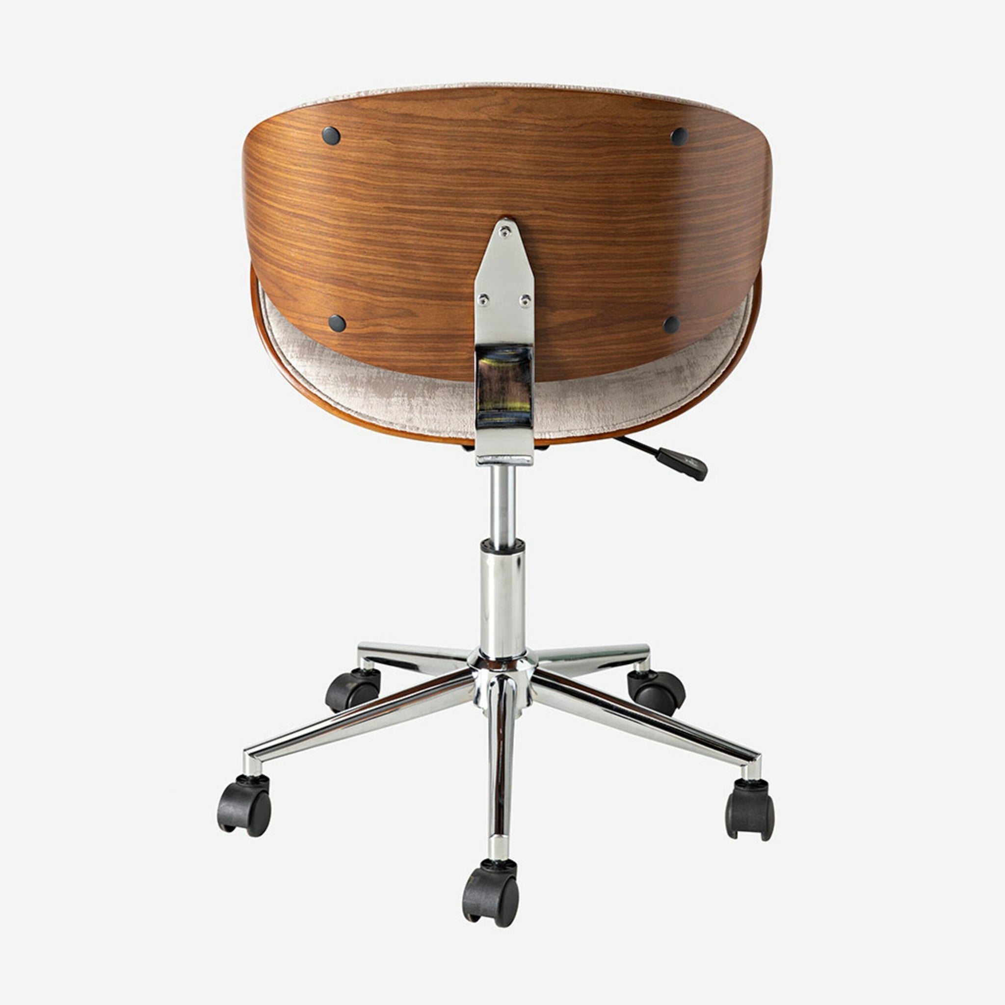 Jetson Desk Chair Timber Veneer Back Brushed Pebble Velvet
