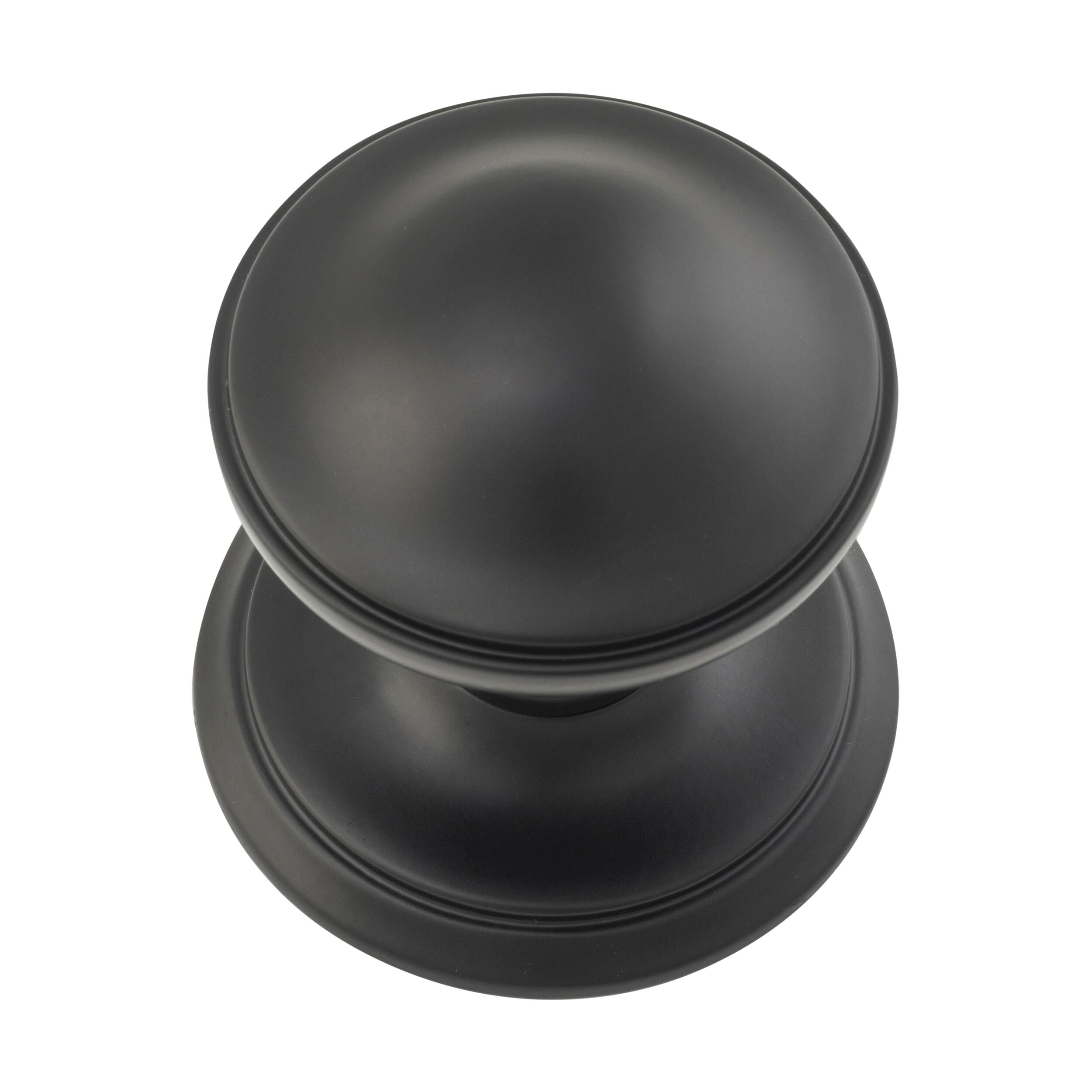 9679 Centre Door Knob Round Matte Black P86mm Backplate 85mm