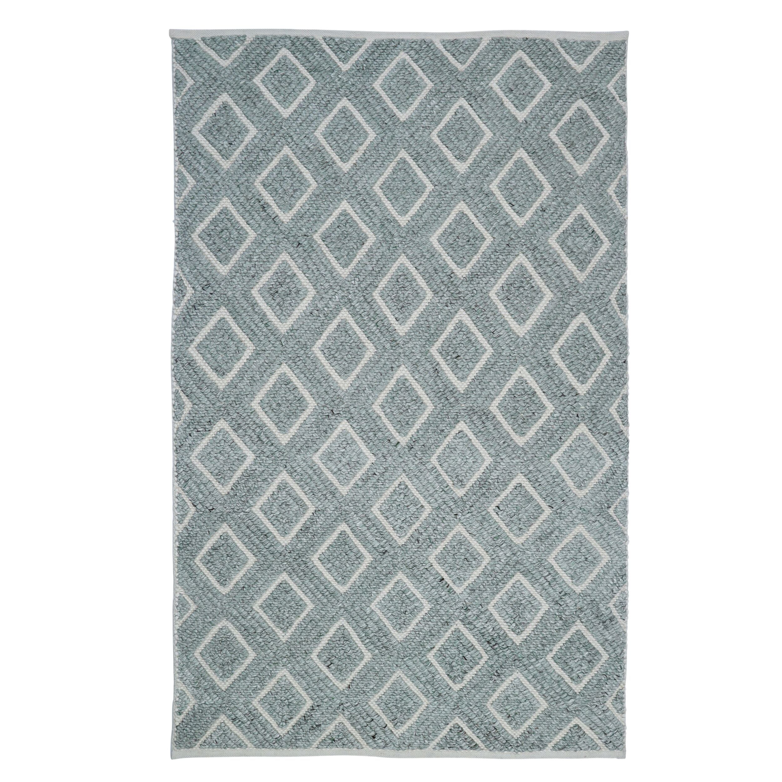 Amira Diamond Handwoven Soft Green & Cream Rug 240x150cm