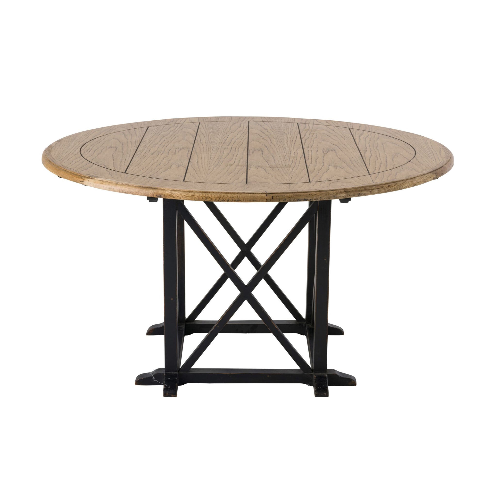 Provincial Oak Round Dining Table 140cm Distressed Black