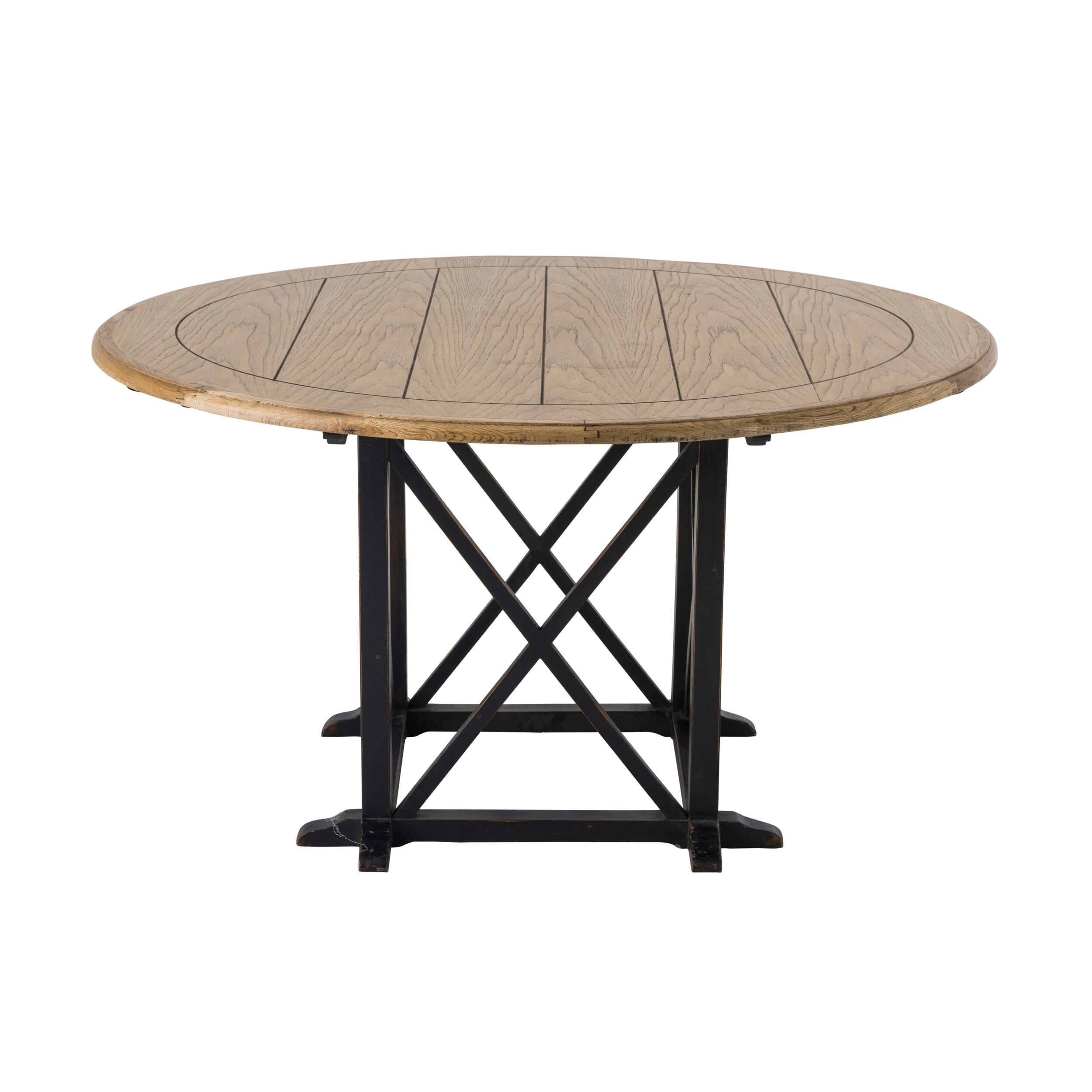 Provincial Oak Round Dining Table 1400mm Distressed Black