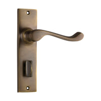 0845P Door Lever Fremantle Privacy Pair Antique Brass H150xW35xP50mm