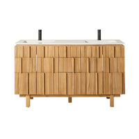 Asher Double Bathroom Vanity Teak with Stone Top 1510mm Package