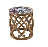 Eco Sole Tropical Carved Round Side Table Medium 38x44.4cm