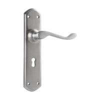 0893 Door Lever Windsor Lock Pair Satin Chrome H200xP60xW45mm