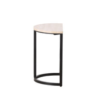 Travertine Half Moon Side Table With Black Frame 48x25x44cm