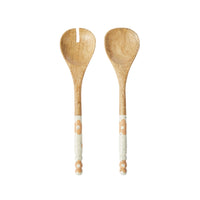 Posy Pink Mangowood Salad Servers 30x8x2cm