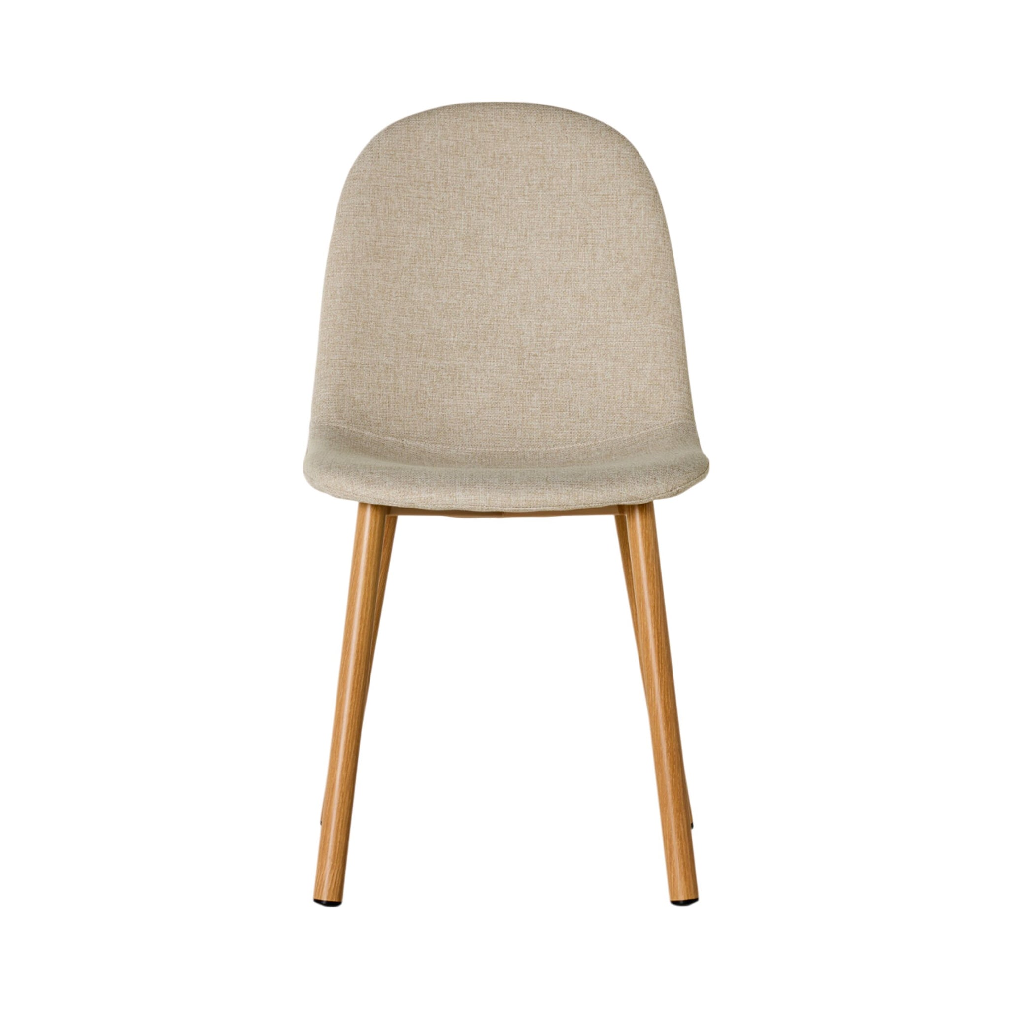 The Knox Dining Chair Stone is upholstered in cozy boucle fabric with a rounded backrest and sturdy wooden legs, making it an elegant addition to your coastal home.