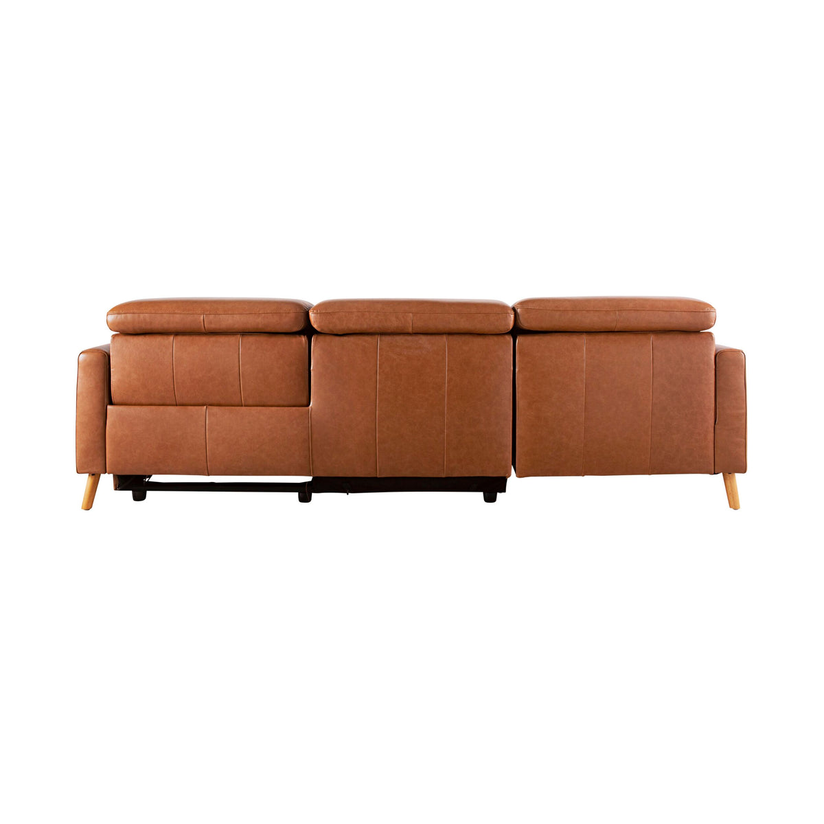 Dunaway 3 Seater Leather Recliner Chaise Sofa Dakota Vintage Saddle