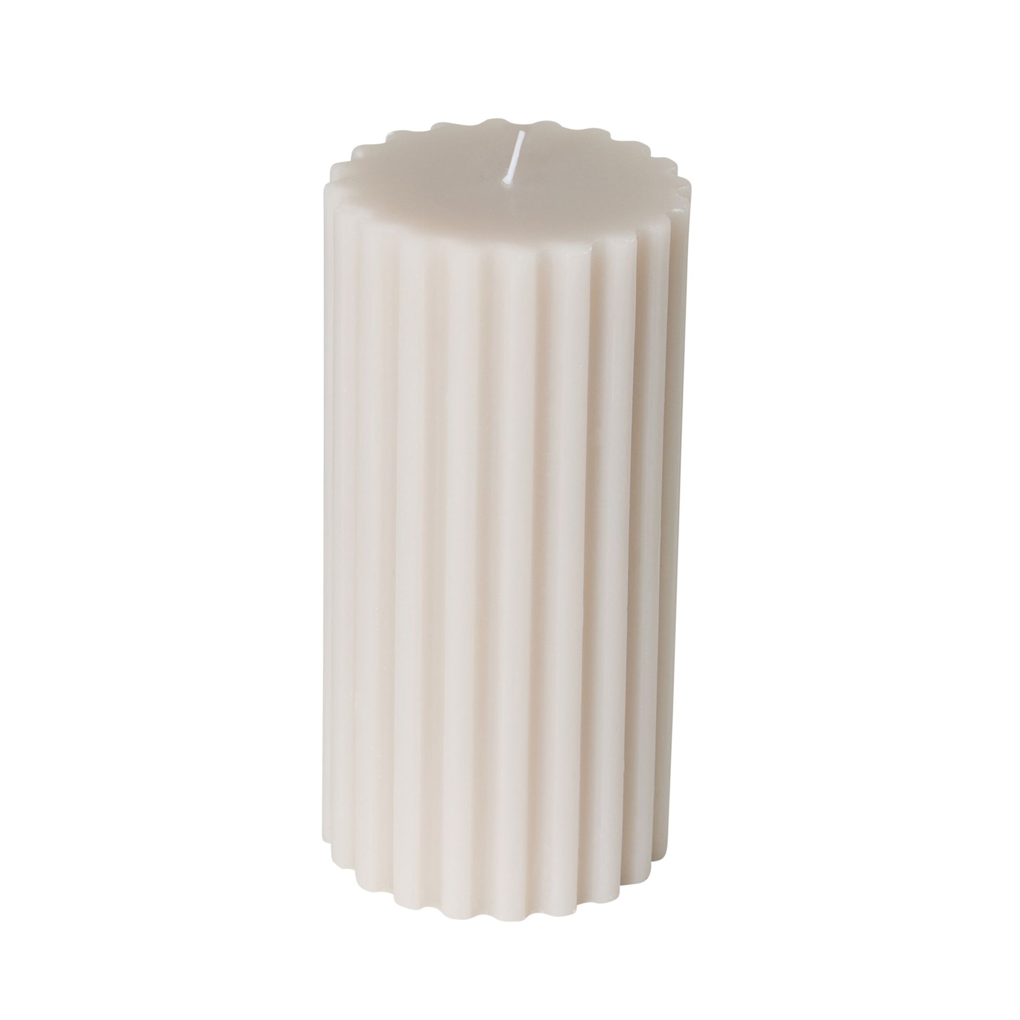 Wide Ribbed Pillar Candle Moonbeam 7.5x15cm