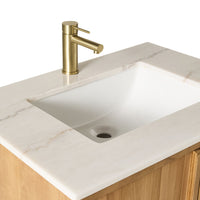 Remi Single Bathroom Vanity Teak with Stone Top 760mm Package