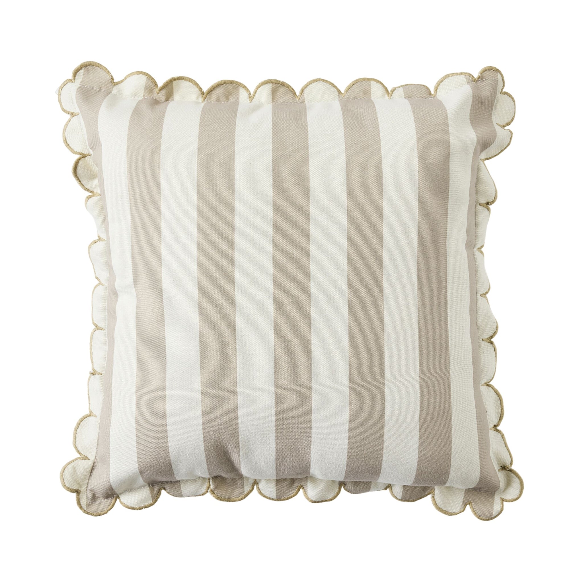 Aruba Scallop Edge Stripe Taupe Cushion 45x45cm