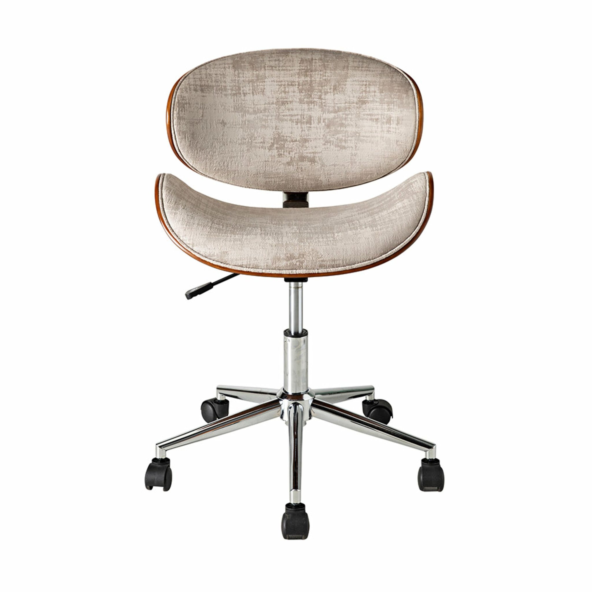 Jetson Desk Chair Timber Veneer Back Brushed Pebble Velvet