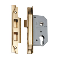 2148 Mortice Lock Euro Rebated Polished Brass CTC47.5mm Backset 46mm