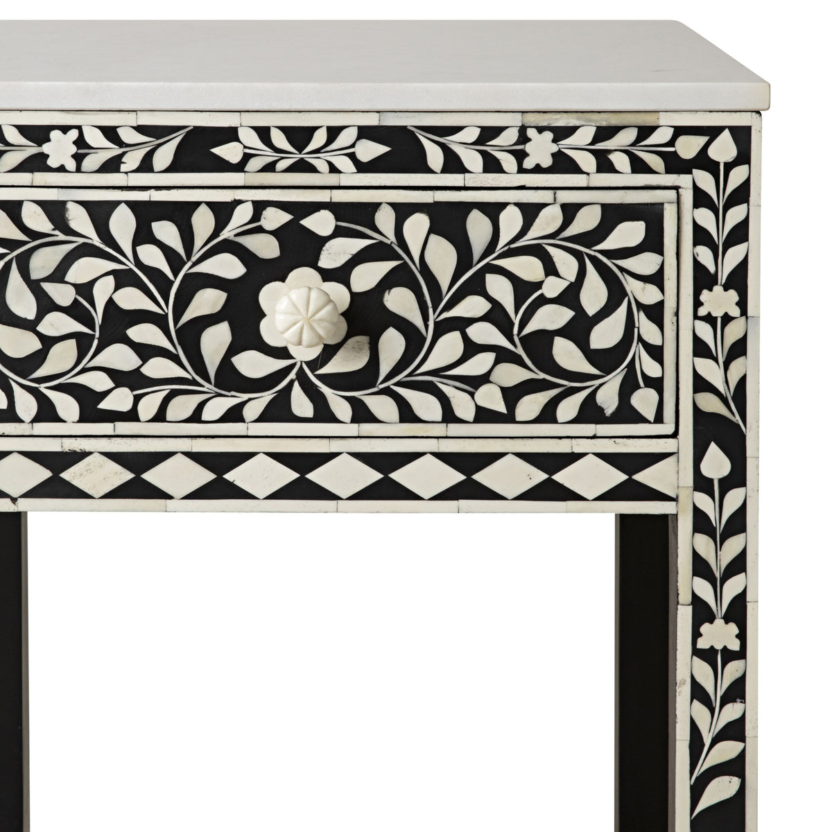 Bone Inlay Bedside Black