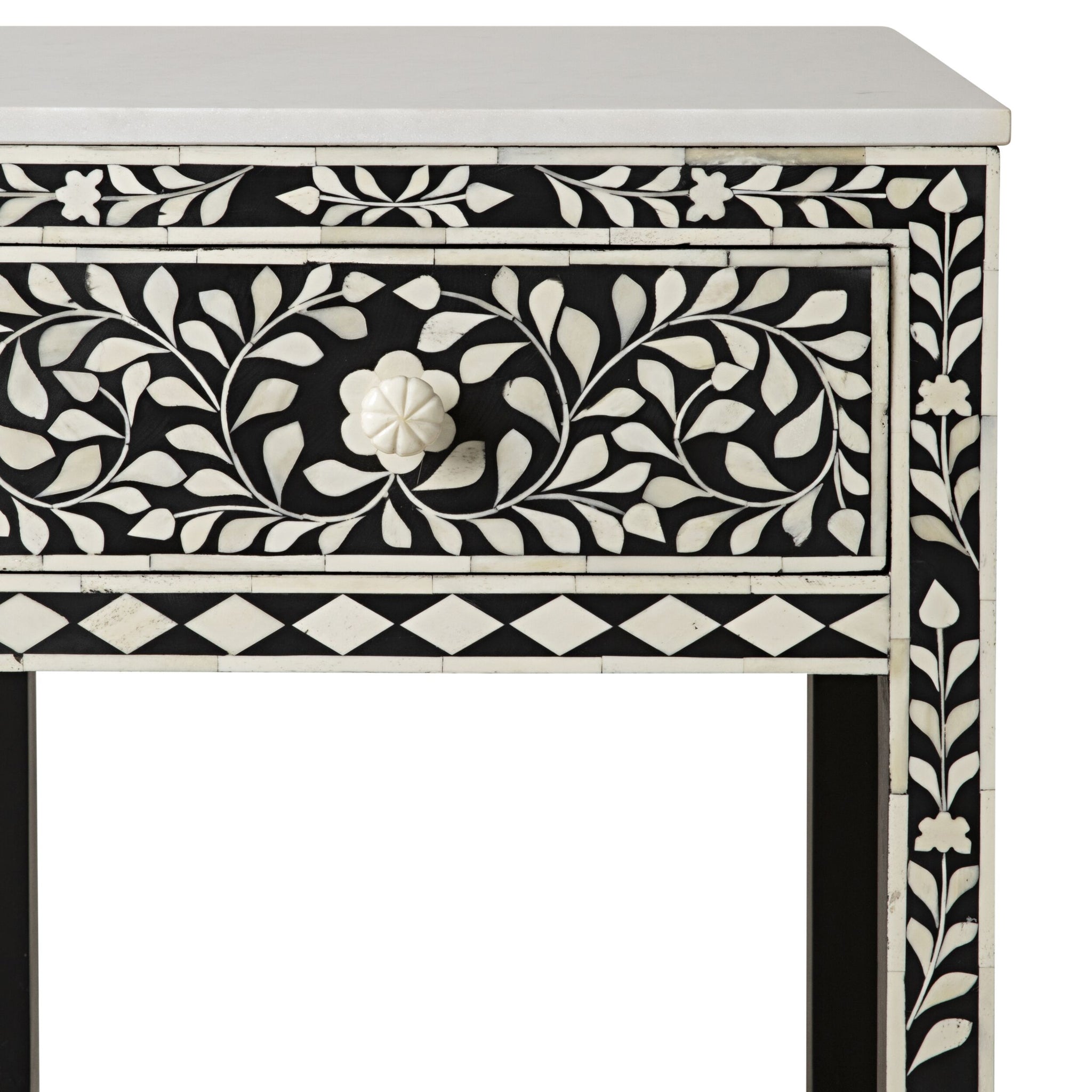 Bone Inlay Bedside Black