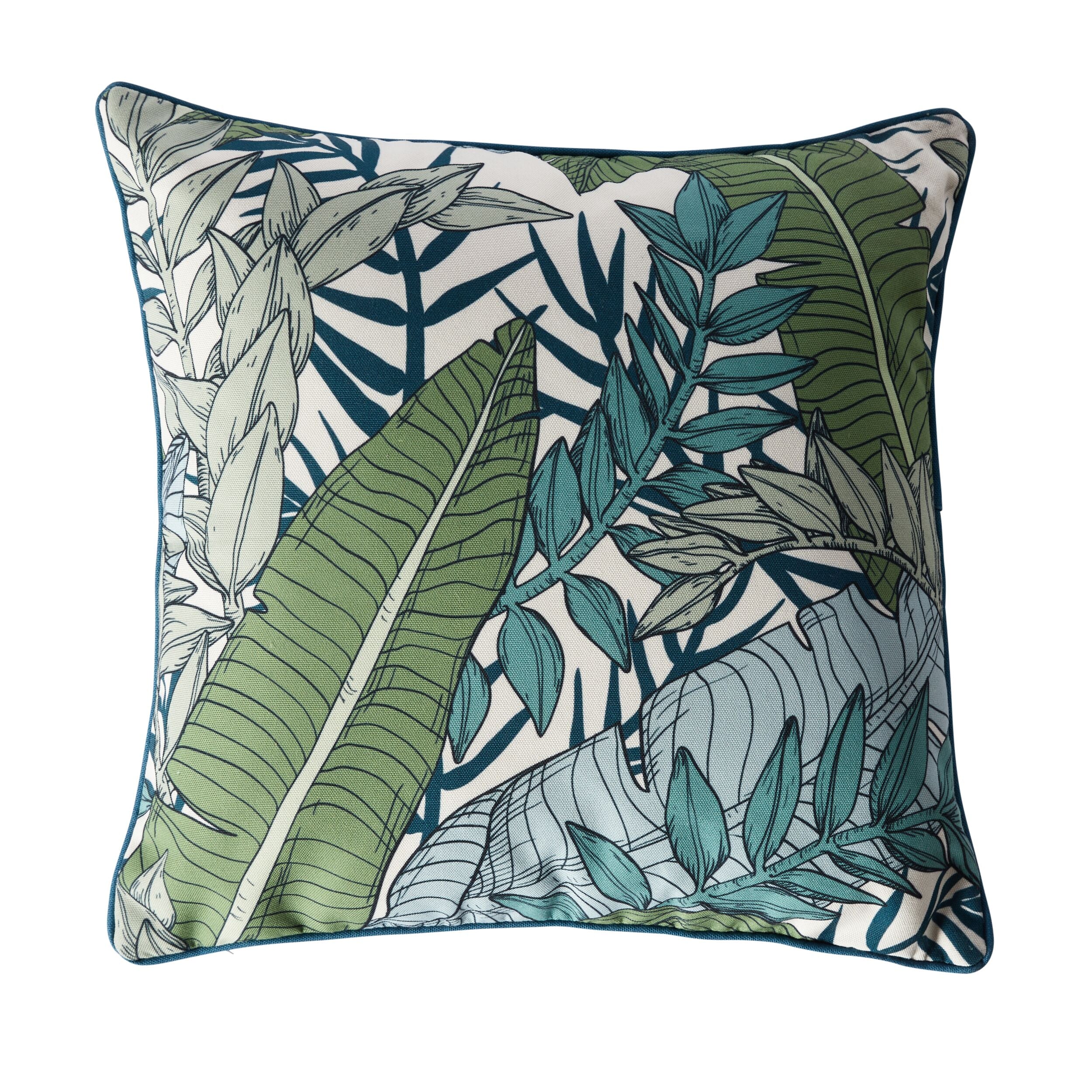 Aruba Blue Green Tropical Print Cushion 50x50cm