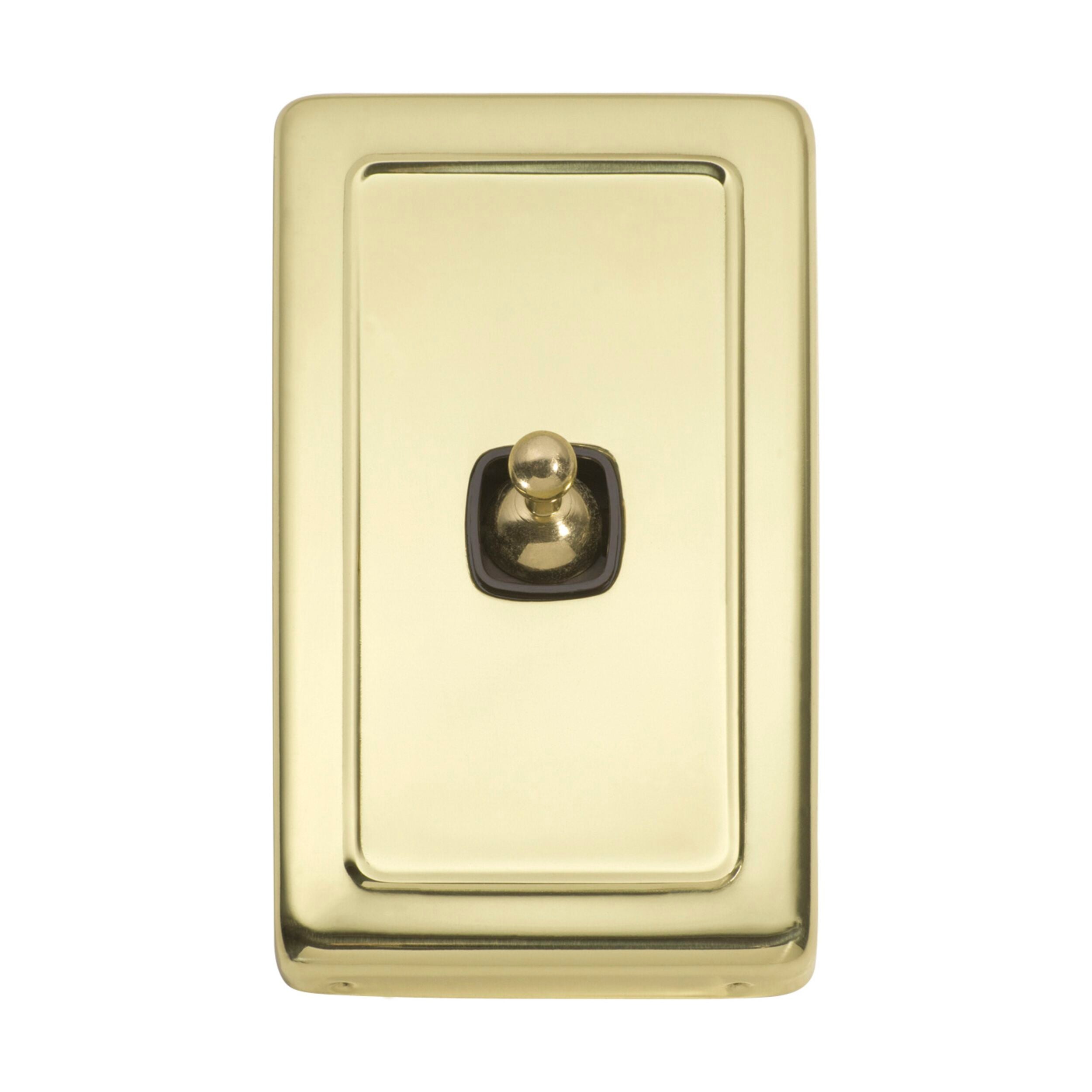 5902 Switch Flat Plate Toggle 1 Gang Brown Polished Brass H115xW72mm