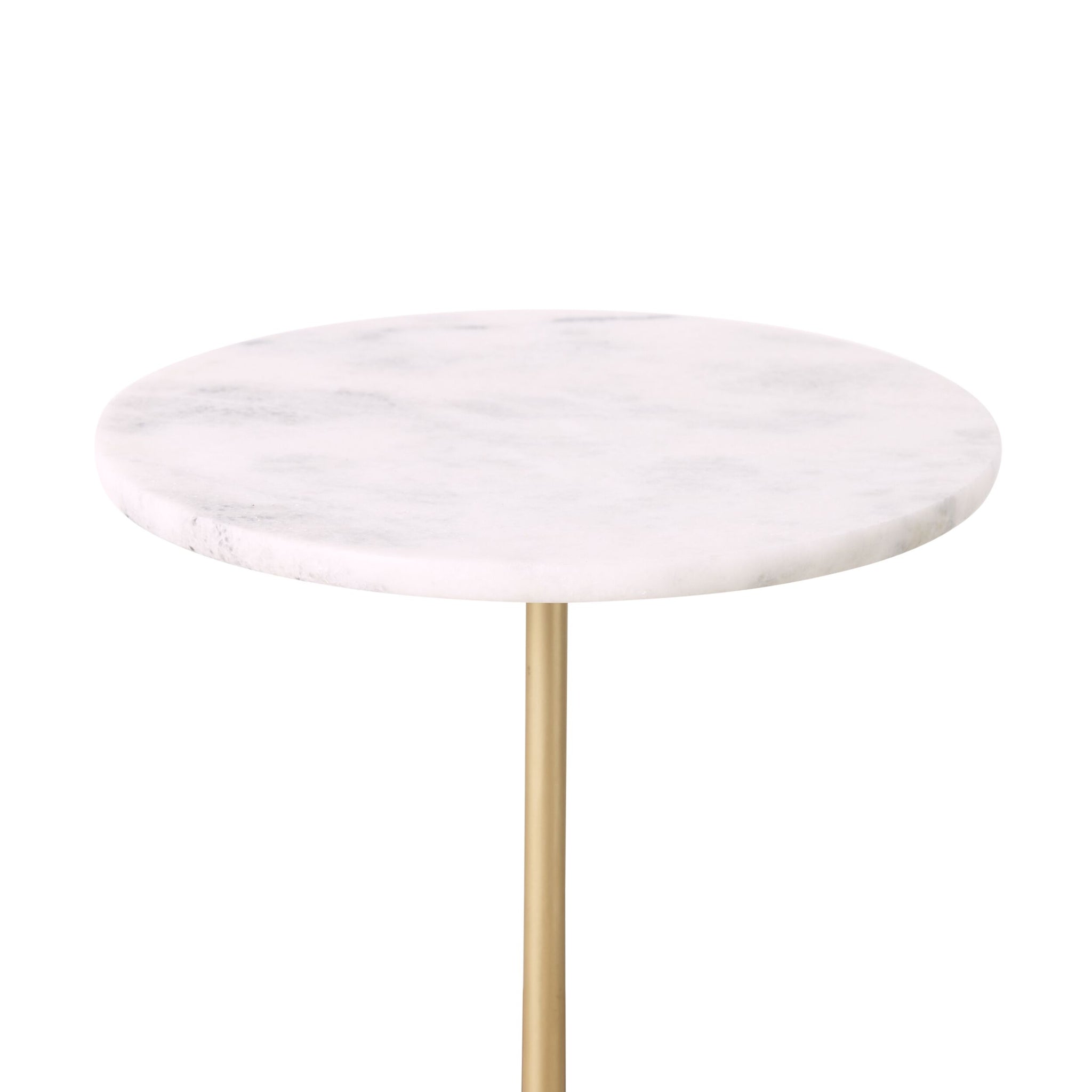 Layla White Marble Round Side Table Large 35.5x61.5cm