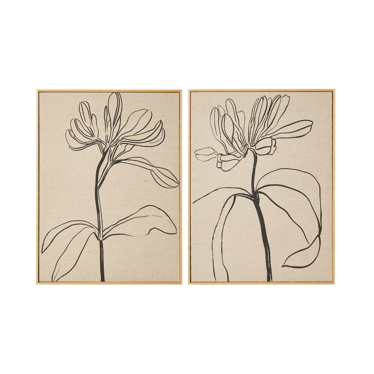 Floral Lines Duo Framed Linen Print 125x80cm