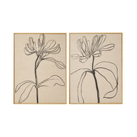 Floral Lines Duo Framed Linen Print 125x80cm