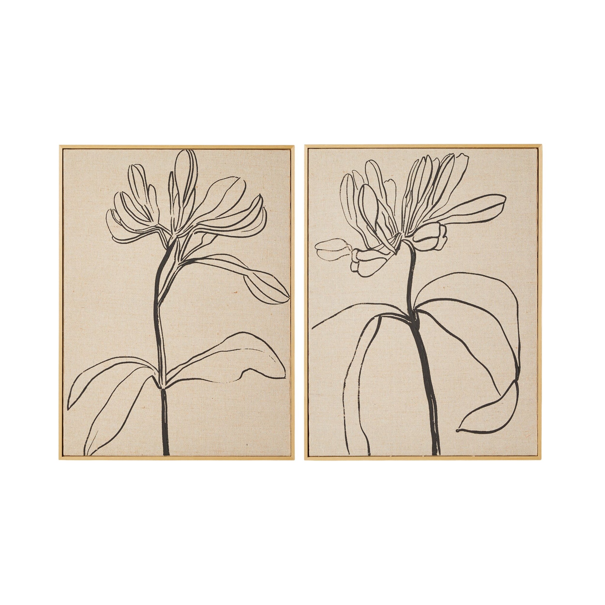 Floral Lines Duo Framed Linen Print 125x80cm