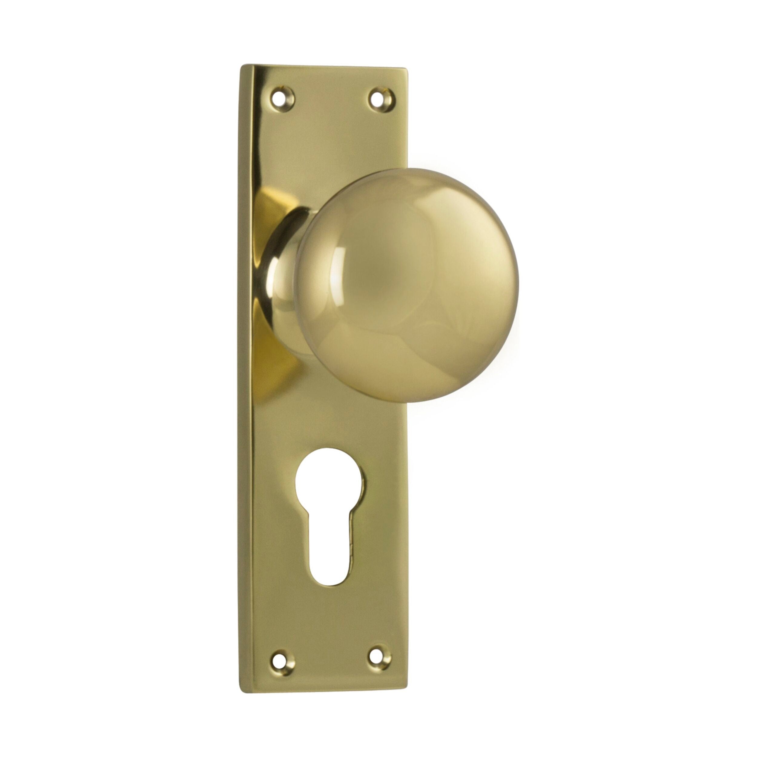 1035E Door Knob Victorian Euro Pair Polished Brass H152xW42xP75mm