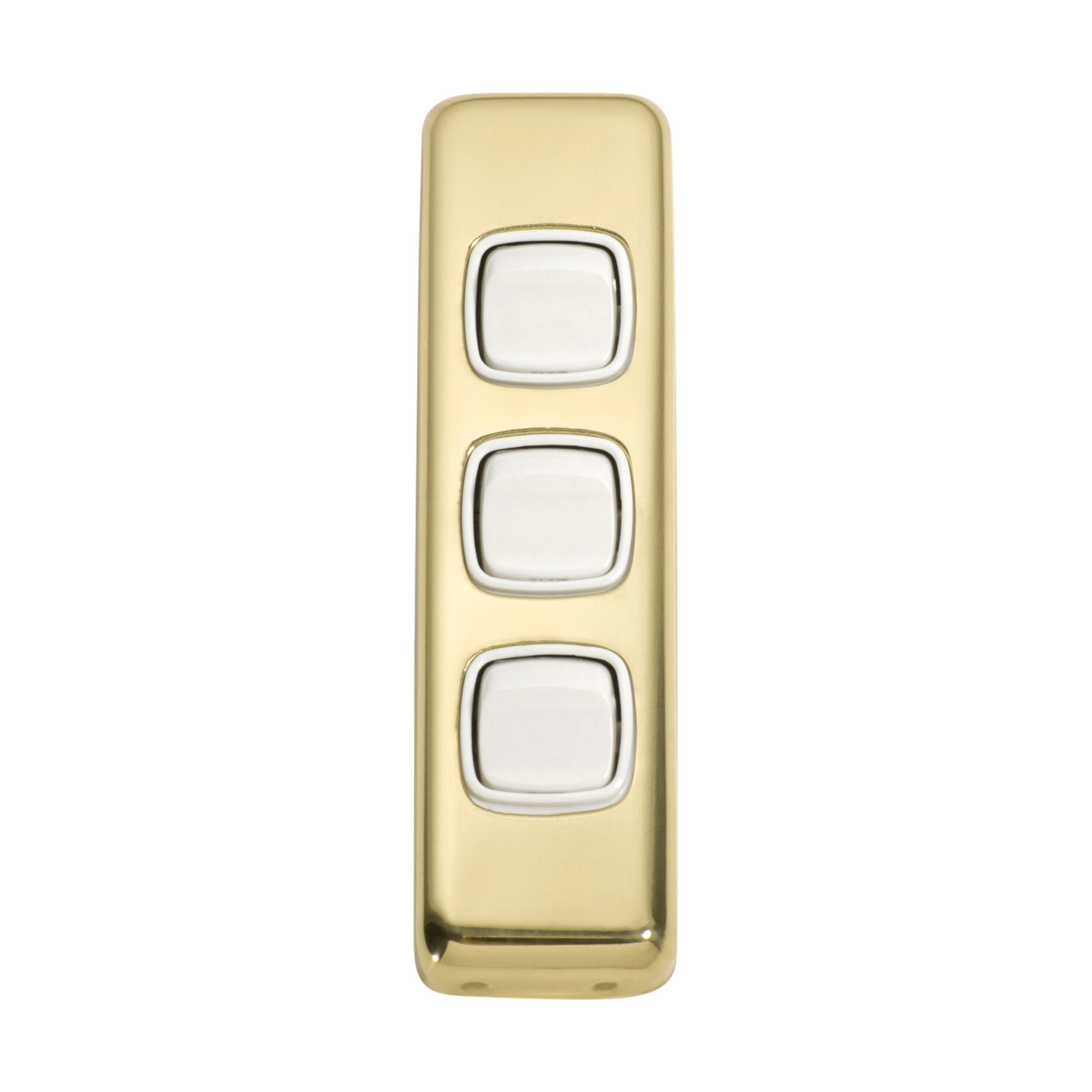 5856 Switch Flat Plate Rocker 3 Gang White Polished Brass H108xW30mm