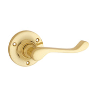 1039 Door Lever Victorian Round Rose Pair Polished Brass D63xP58mm