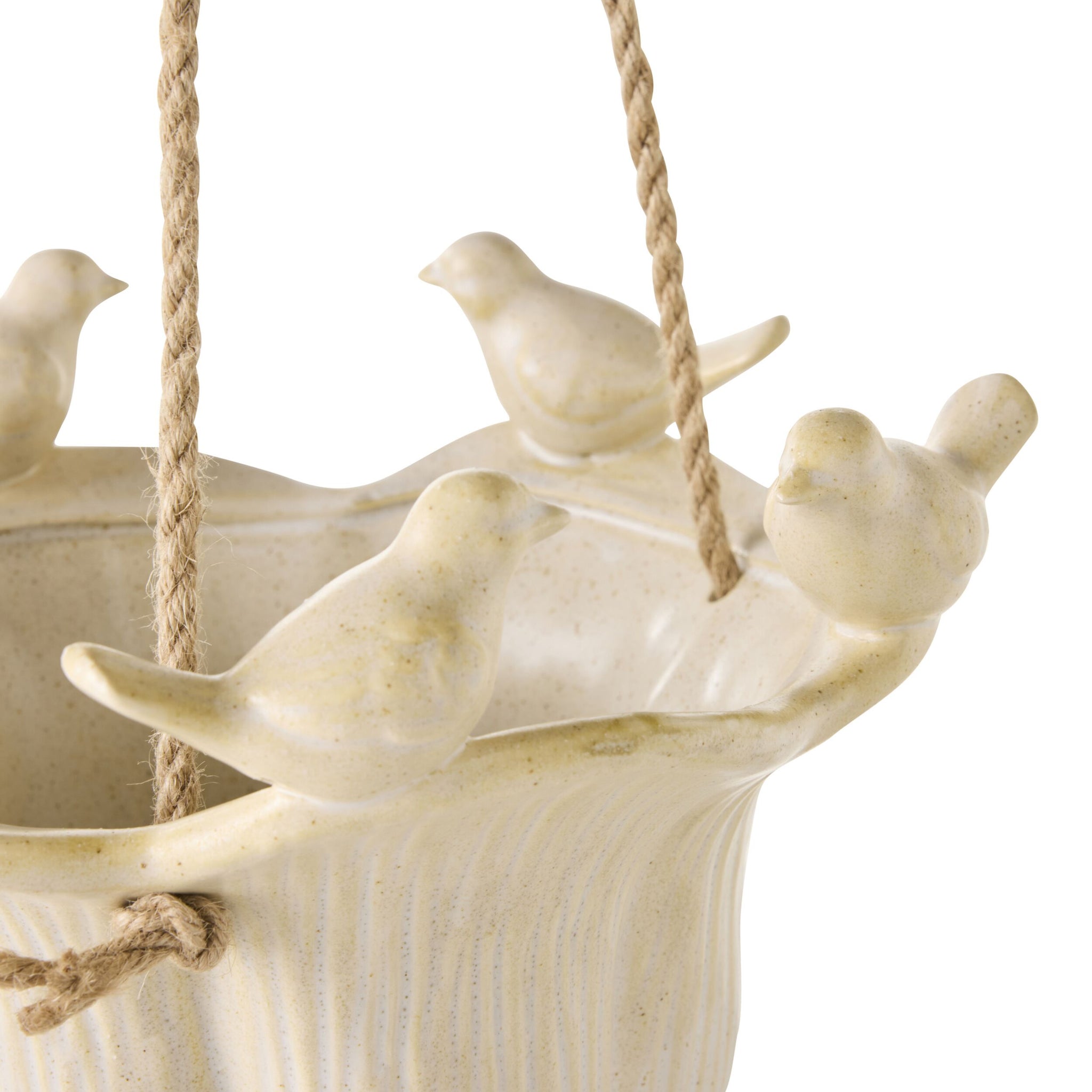 Chirping Birds Ceramic Hanging Pot